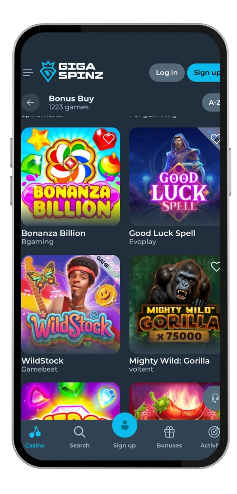 GigaSpinz Casino mobiel
